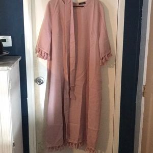 Long Rose Dress with Waist Belt
